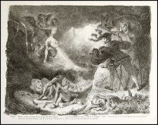 Eugene Delacroix - L'ombre de Marguerite apparissant à Faust - 1828 - Litografia - Edita da Vayron, Paris